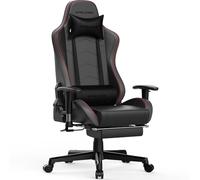 GTPLAYER Sedia da gaming, con poggiapiedi, altoparlante Bluetooth, ergonomica, da ufficio, da scrivania, con schienale regolabile, portata 150 kg, colore: nero