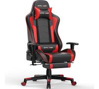 GTPLAYER Sedia da Gaming con Poggiapiedi e Altoparlante Bluetooth Poltrona Ufficio Scrivania Ergonomica Sedie Musicale Rossa