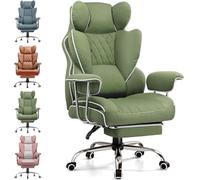 GTPLAYER Sedia da gaming con supporto lombare a molle insacchettate, ampia sedia per computer con braccioli morbidi e poggiapiedi fissati verso l'esterno, 180 kg, verde