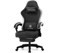 GTPLAYER Sedia da gioco in tessuto con poggiapiedi, sedia ergonomica da scrivania per computer con cuscino a molle insacchettate, supporto lombare per casa e ufficio, supporto lombare resistente