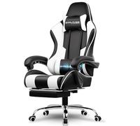 GTPLAYER Sedia da gaming, ergonomica, girevole, con funzione basculante, portata fino a 136 kg, schienale allungato e allargato, colore: bianco