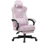GTPLAYER Sedia da gaming, ergonomica, in Lino con supporto lombare, sedia PC con schienale allargato, portata fino a 150 kg, rosa