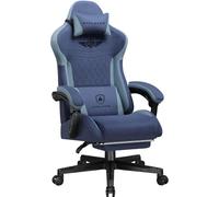 GTPLAYER Sedia da gaming, ergonomica, in Tessuto tecnico, con supporto lombare, sedia PC con schienale allargato, portata fino a 150 kg, colore: blu scuro