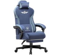 GTPLAYER Sedia da gaming, ergonomica, inTessuto tecnico, con supporto lombare, sedia PC con schienale allargato, portata fino a 150 kg, blu scuro