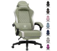 GTPLAYER Sedia da gaming ergonomica, sedia da ufficio in tessuto traspirante, larga e alta, girevole, con poggiapiedi, supporto lombare regolabile e poggiatesta, Verde