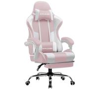 GTPLAYER Sedia da gioco ergonomica, sedia da gioco, sedia da ufficio, sedia da gioco con schienale regolabile a 135°, altezza regolabile, seduta in tessuto rosa