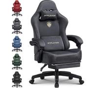 GTPLAYER Sedia da gioco in tessuto con cuscino a molle insacchettate, sedie da gioco grandi, sedia da computer con schienale alto con poggiapiedi, per adulti,supporto lombare,carico 180 kg, grigio