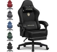 GTPLAYER Sedia da gioco in tessuto,ergonomica per computer,con poggiapiedi e supporto lombare, regolabile in altezza,per casa e ufficio,con sedile girevole a 360° e poggiatesta,carico 180 kg (nero)