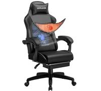 GTPLAYER Sedia da gioco, sedia da gioco, sedia da ufficio, ergonomica, regolabile in altezza, adatta per inverno ed estate, con schienale doppio, rivestimento rimovibile e supporto lombare Nero