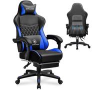 GTPLAYER Sedia da gioco, sedia da gioco, sedia da ufficio, ergonomica, regolabile in altezza, adatta per inverno ed estate, con schienale doppio, rivestimento rimovibile e supporto lombare blu