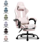 GTPLAYER Sedia da gioco, sedia da gioco, sedia da ufficio traspirante in tessuto di alta qualità, ergonomica PC, sedia da ufficio regolabile e girevole con poggiapiedi, rosa