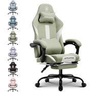 GTPLAYER Sedia da gioco, sedia da gioco, sedia da ufficio traspirante in tessuto di alta qualità, sedia ergonomica PC, sedia da ufficio regolabile e girevole con poggiapiedi, verde