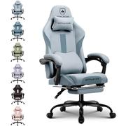 GTPLAYER Sedia da gioco, sedia da gioco, sedia da ufficio traspirante in tessuto di alta qualità, sedia ergonomica PC, sedia da ufficio regolabile e girevole con poggiapiedi, grigio