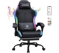 GTPLAYER Sedia da gioco, sedia da ufficio, sedia da gioco con altoparlante e barra luminosa, sedia da giocatore, schienale con custodia, sedia ergonomica PC con telecomando