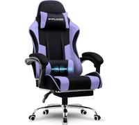 GTPLAYER Sedia da gioco, sedia da ufficio, sedia ergonomica, sedia da gioco, con supporto per massaggi, sedie task con poggiapiedi e poggiatesta, tessuto viola