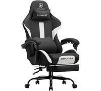 GTPLAYER Sedia da gioco, sedia da ufficio, traspirante, in tessuto di alta qualità, ergonomica, sedia da scrivania, regolabile e girevole con poggiapiedi, nero