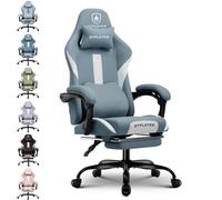 GTPLAYER Sedia da gioco, sedia da ufficio traspirante in tessuto di alta qualità, sedia ergonomica PC, regolabile e girevole con poggiapiedi, blu
