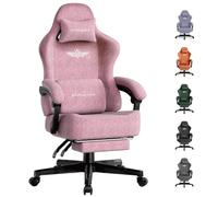 GTPLAYER Sedia da gioco, traspirante, sedia da ufficio, ergonomica, in tessuto di alta qualità, ergonomica, schienale regolabile a 160°, poggiapiedi estraibile, rosa