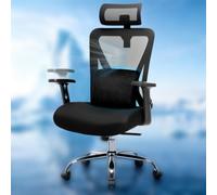 GTPLAYER Sedia da ufficio ergonomica [vincitore del test] - con poggiatesta 3D e supporto lombare 3D - braccioli regolabili - sedia da ufficio con funzione ribaltabile e inclinazione, nero