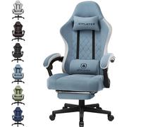 GTPLAYER Sedia Gaming Ergonomica con Poggiapiedi, Poltrona Gamer in Tessuto con Braccioli Collegati e Cuscino a Molla