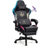 GTPLAYER Sedia Gaming Ergonomica Poltrone con Altoparlanti Bluetooth e Poggiapiedi Sedia Gamer Reclinabile Serie Dragon Sedia Ufficio con Poggiatesta e Cuscino Lombare per Lavoro e Gioco Nero