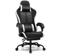 GTPLAYER Sedia Gaming, Poltrona Ergonomica da Ufficio con Poggiapiedi, Sedia da Gioco in Pelle PU con Schienale Largato, Portata 150 kg