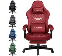GTPLAYER Sedia Gaming Poltrona Gaming Tessuto Sedia Gamer Ergonomico Ufficio Sedia PC 150 kg Sedia da tavolo regolabile e girevole con Cuscino Seduta a Molle e Poggiapiedi, Rosso