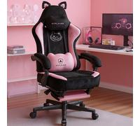 GTPLAYER Simpatica sedia da gaming con tessuto in velluto Sedia da ufficio ergonomica Sedia da gamer con orecchie di gatto 150 kg Rosa
