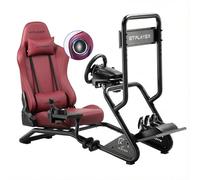 GTPLAYER Simulator Cockpit, Supporto per volante da simulatore di corse con altoparlanti stereo 3D, con supporto regolabile per volante, monitor, cambio e pedali(bordeaux)