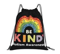 GTTDFASJ Be Kind Zaini arcobaleno per la consapevolezza dell'autismo borse con coulisse portatili e multifunzione borse per libri per studenti in viaggio