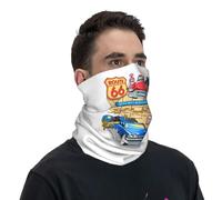 GTTDFASJ Copricapo Multifunzione Route 66 Vivace e Nostalgico Illustrazione Bandana al Collo Ghetta Maschera Stampata Sciarpa Calda Passamontagna in Bicicletta Per le Donne degli Uomini Adulti
