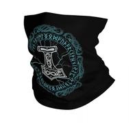 GTTDFASJ Copricapo Multifunzione Scaldacollo con bandana e rune Mjolnir Hammer of Thor per escursionismo e ciclismo passamontagna vichingo scaldacollo copri viso