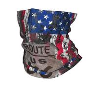 GTTDFASJ Copricapo Multifunzione Vintage Bandiera USA Bandana scaldacollo Uomo Donna Inverno lo Sci-Escursionismo Sciarpa Cuffia US Route 66 Coperchio frontale