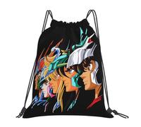 GTTDFASJ Zaini con coulisse dei Cavalieri dello Zodiaco Caballeros Del Zodiaco set di coulisse borsa portaoggetti con tasca borse per libri da donna