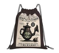 GTTDFASJ Zaini Teapot Cannon Alice Madness Returns borse con coulisse portatili multifunzione libri per uomo donna e studenti