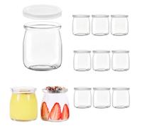 Gttyowyin Bicchieri da yogurt trasparenti da 200 ml con coperchio (10 pezzi), per marmellata, miele, dessert, candele, lavastoviglie, congelatore e microonde, senza BPA
