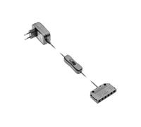 GTV Alimentatore LED 6W con interruttore a bilanciere e distributore - 230V-50Hz - fino a 6 clip LED 0,24W - 12V DC - IP20 - Certificato CE/EAC - Plastica - Bianco