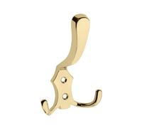 GTV Appendiabiti da Parete Triplo A0-K24, Gancio Classico per Cappotti e Abiti, Robusto in Lega Metallica Zamak, 122x78 mm, Finitura Colore Ottone