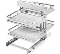 GTV Cestello Estraibile Angolare MovixPro, Meccanismo Magic Corner per Cucina, Chiusura Ammortizzata, 4 Cesti, per Mobile da 900mm, Portata 24kg, Cromato