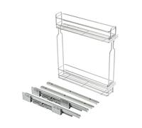 GTV Cestello Estraibile Cargo a 2 Ripiani, Montaggio Laterale per Base da 200 mm, Guide a Sfera Incluse, Soluzione Salvaspazio per Cucina, Argento