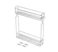 GTV Cestello Estraibile per Mobile da Cucina KO-BO200PK-OC, 2 Ripiani, Montaggio Laterale, per Base 200 mm, in Acciaio Zincato, Salvaspazio, Argento