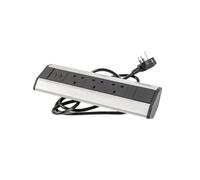 GTV Ciabatta angolare - 3 prese UK + 2 USB (5 V/2,1 A) - Montaggio mobili - 3600 W - Cavo 1,5 m - Argento - Senza logo - per ufficio, cucina, officina
