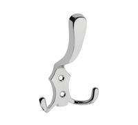 GTV Gancio Appendiabiti Triplo K24-A0, Design Classico in Lega di Zinco, Gancio a 3 Punte per Ingresso e Bagno, 122x78 mm, Viti Incluse, Cromo