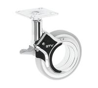 GTV Gira - Rotelle per mobili, con freno, Ø 75 mm, in plastica e acciaio, cromate e grigio opaco (Confezione da 6)