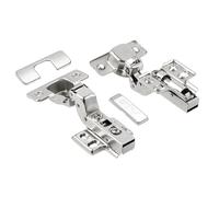 GTV INHC Set 2 Cerniere Ammortizzate per Mobili, per Ante Interne H=0, Clip-On, Regolazione 3D, Interasse Fori 45 mm, Acciaio Nichelato, con Basette, Coperture e Viti
