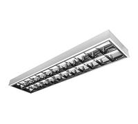 GTV - Lampada a griglia a LED, 2 x 150 cm, attacco T8, in lamiera d'acciaio precablata, per tubi a LED, per ufficio, lampada da soffitto (senza lampadina)