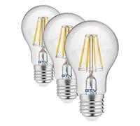 GTV Lampada LED filament E27 trasparente 4000K luce naturale - senza sfarfallio, durevole - per illuminazione interna in casa e ufficio (Confezione da 3)