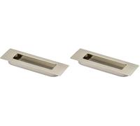 GTV Maniglia da Incasso Rettangolare UZ-E6, per Porte Scorrevoli e Mobili, Design a Filo Muro, in Zama, Interasse 96 mm, Lunghezza 124 mm, Acciaio Spazzolato (Confezione da 2)