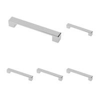 GTV Maniglia per Mobili Design Moderno UZ-79F, Forma Geometrica, Materiale Zama, Interasse 160 mm, Lunghezza 195 mm, Finitura Cromo Lucido (Confezione da 5)