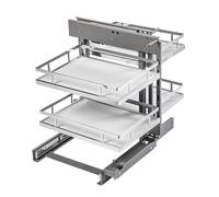 GTV MOVIX PRO Eckauszug Chrom mit Weißer Matte - HÖGERT TECHNIK Accessorio per riporre Oggetti da Cucina, Cromato, Taglia Unica